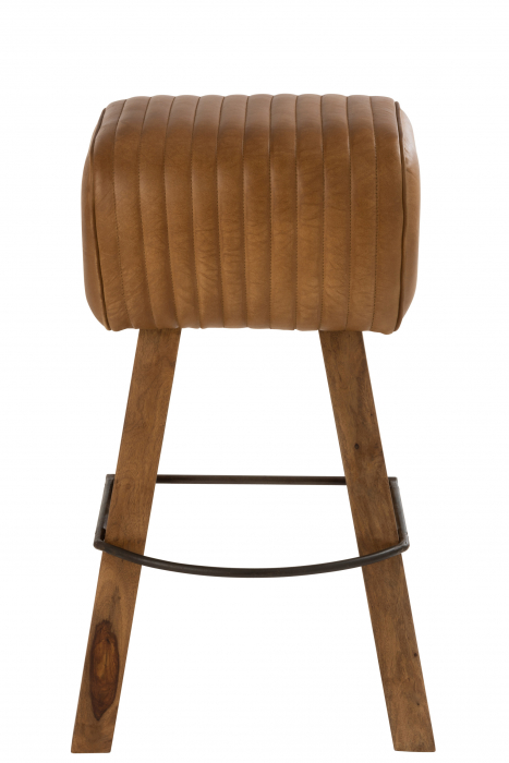 Scaun de bar Gym, Lemn/Imitatie piele, Maro, 38x30x72 cm [2]