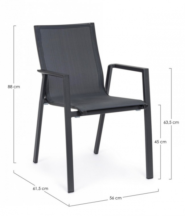 Scaun Krion, Aluminiu, Negru, 56x61.5x88 cm [2]