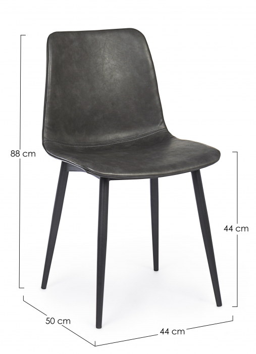 Scaun Kyra, Otel/Piele sintetica, Negru, 44x50x80 cm [4]