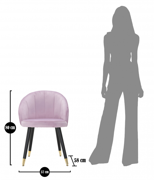 Scaun Loty, Lemn/MDF/Burete/Catifea/Fier, Roz/Negru/Auriu, 61x60x45 cm [10]