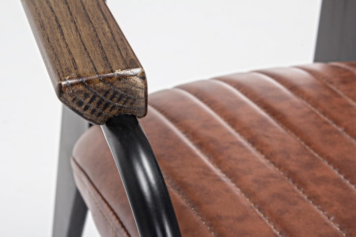 Scaun Nelly, Otel/Piele sintetica/Spuma, Maro/Negru, 60x63x84 cm [6]