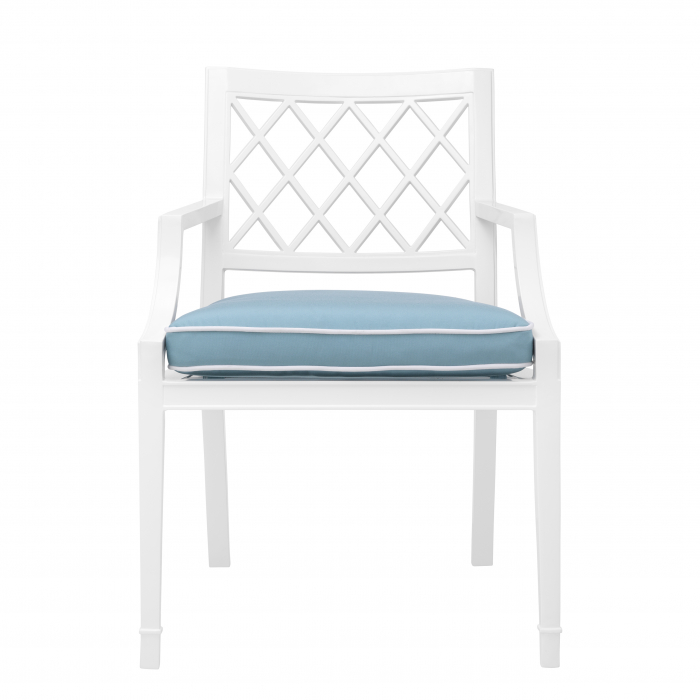 Scaun pentru exterior, Paladium cu brat alb, textil sunbrella albastru mineral, Dims: W. 60 | D. 66 | H. 87 | SD. 55 | SH. 50 | AH. 64.5 (CM) [2]