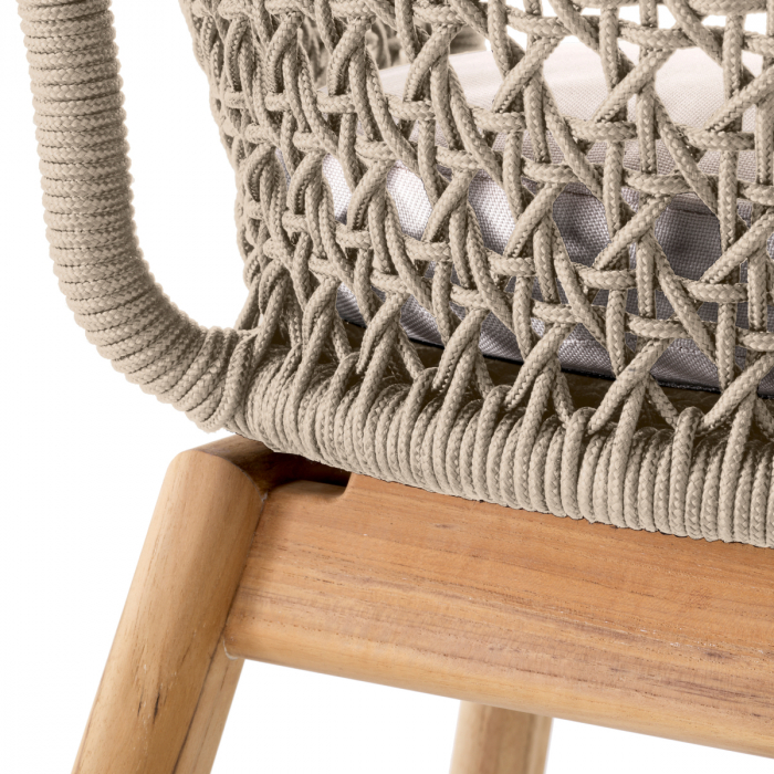 Scaun pentru exterior, Trinity crem, țesătură flores off-white, Dims: W. 64 | D. 60 | H. 78 | SD. 46.5 | SH. 51 | AH. 69  (CM) [6]