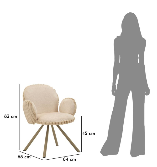 Scaun Stockholm -b-crem set de 2 buc. cm 64x68x83 (inaltime sezut cm 45) [11]