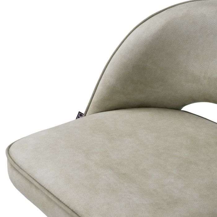 Scaune de bar, Cliff, textil Mayer silver | picioare cu finisaj negru și alamă, W. 51 | D. 52 | H. 103 | SD. 46 | SH. 78.5 cm, set de 2 [6]