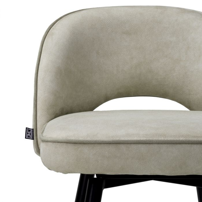 Scaune counter, Cliff, textil Mayer silver | picioare cu finisaj negru și alamă, W. 51 | D. 52 | H. 92.5 | SD. 45.5 | SH. 69 cm, set de 2 [8]