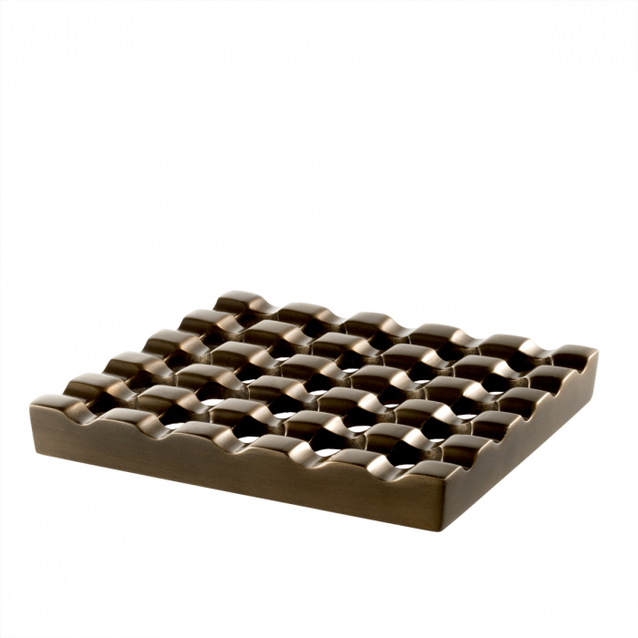 Scrumieră Deluxe, finisaj din alamă cu aspect vintage, L. 20 | W. 20 | H. 9 cm [3]