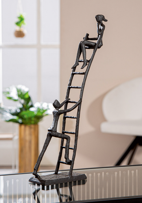 Sculptură, Așteptări, Motiv cuplu, scară, Fier, maro închis, PU 2, L. 5,5 cm, L. 17 cm, H. 33,5 cm [4]