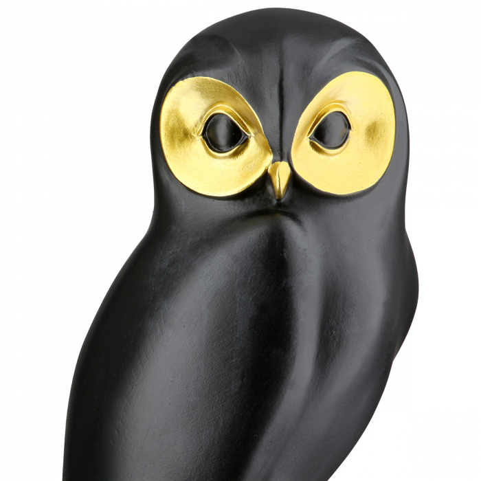 Sculptură, Bufniță, Rășină sintetică, negru, alb, PU 2, 2 asortate, L. 10 cm, l. 12 cm, H 27 cm [4]