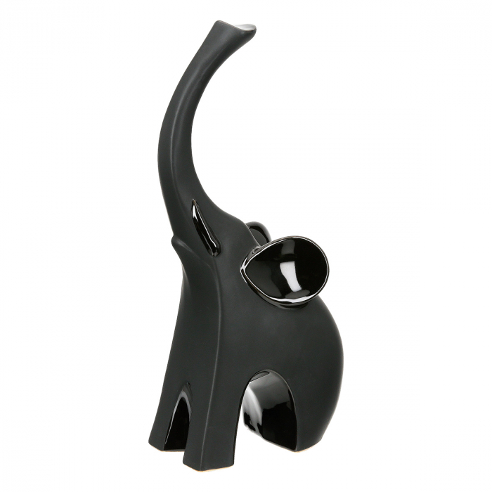 Sculptură, Elefant, Bully, Ceramica, negru, PU 4, 2 buc. asortate, L. 8 cm, L. 14 cm, H. 25 cm [2]