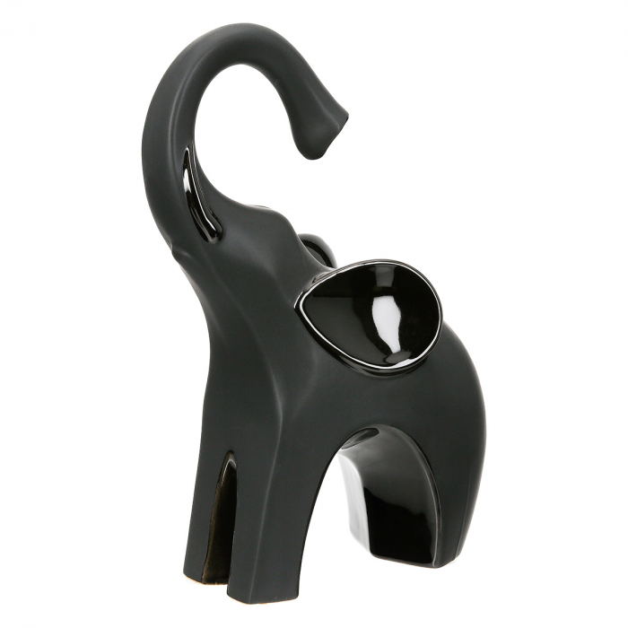 Sculptură, Elefant, Bully, Ceramica, negru, PU 4, 2 buc. asortate, L. 8 cm, L. 14 cm, H. 25 cm [3]