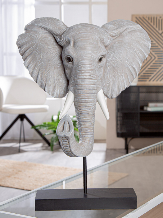 Sculptură, Elefant, Ringo, Polirășină, gri, PU 1, L. 8 cm, L. 25 cm, H. 42 cm [4]