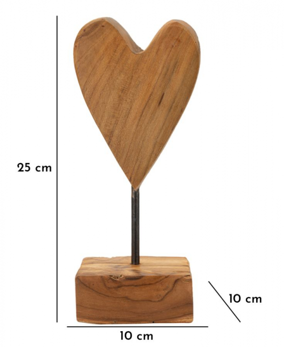 Sculptură, HEART din tec reciclat 10x10x25 cm (piesa unica) [10]