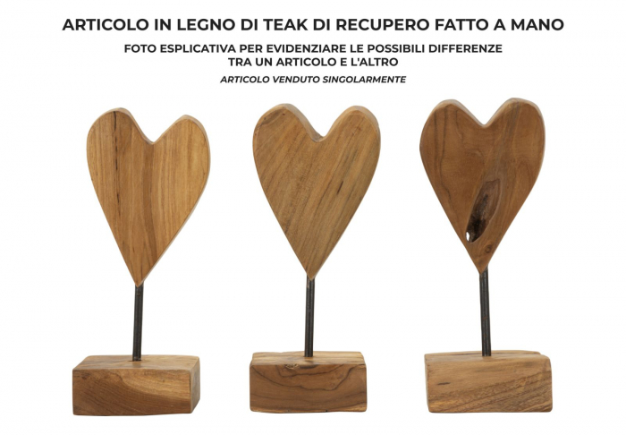 Sculptură, HEART din tec reciclat 10x10x25 cm (piesa unica) [7]