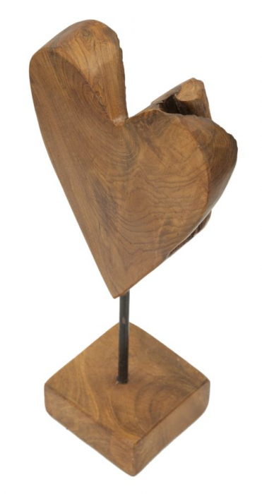 Sculptură, HEART din tec reciclat 15x10x35 cm (piesa unica) [3]