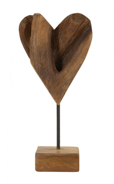 Sculptură, HEART din tec reciclat 15x10x35 cm (piesa unica) [4]