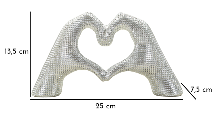 Sculptura inima, argintiu cm 25x7,5x13,5 [7]