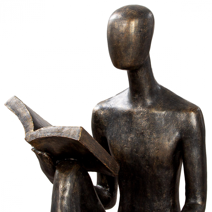 Sculptură, Persoană, Lectură, Motiv carte, Polirășină, bronz, PU 1, L. 66 cm, L. 59 cm, H. 80 cm [2]