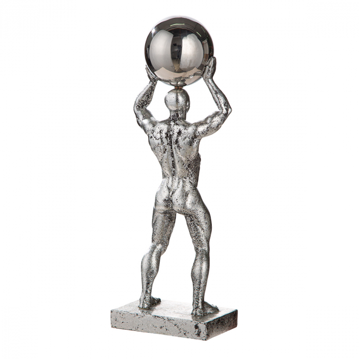 Sculptură, Persoană, Rășină sintetică, argintie, PU 2, L. 7 cm, L. 12 cm, H 34 cm [3]