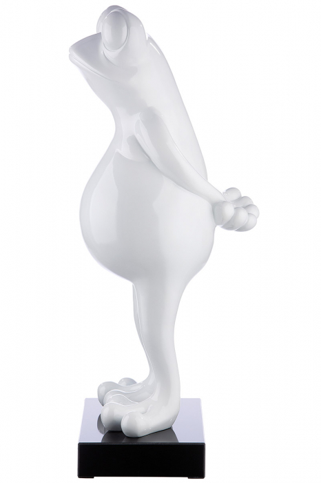 Sculptură, rasina Frog, alb-metalic [2]
