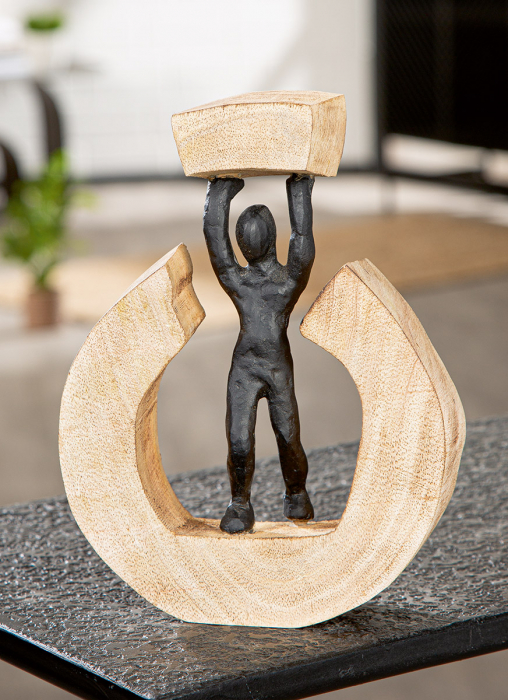 Sculptură, rotundă, lemn de mango, culori naturale, PU 2, L. 5 cm, l. 17 cm, H 23 cm [5]