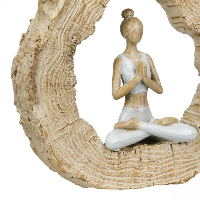 Sculptură, rotundă, Padmasana, Motiv Yoga, Polirășină, ecru, PU 2, L. 4 cm, L. 19,5 cm, H. 18 cm [4]