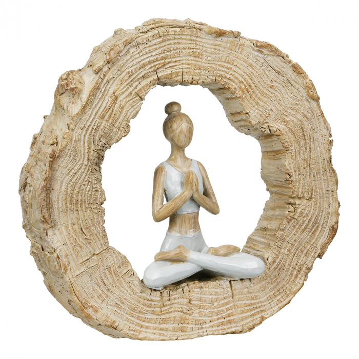Sculptură, rotundă, Padmasana, Motiv Yoga, Polirășină, ecru, PU 2, L. 4 cm, L. 19,5 cm, H. 18 cm [2]