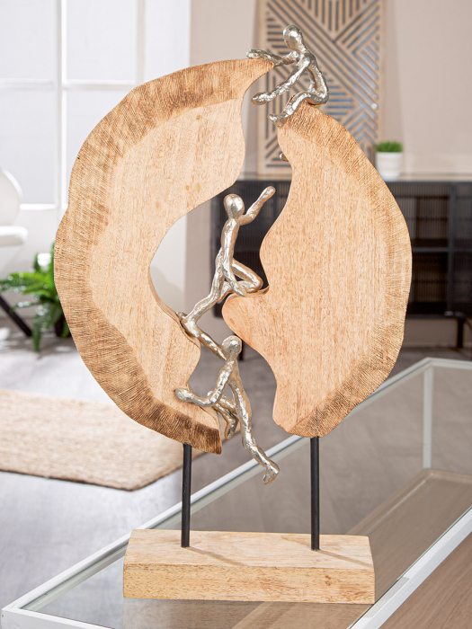 Sculptură, Up and out, Aluminiu, Lemn de mango, ecru, PU 1, L. 9 cm, L. 35 cm, H. 36 cm [4]