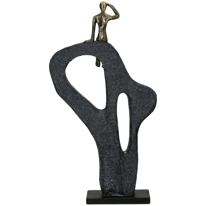 Sculptură, Vedere în depărtare, Motiv muntelui, alpinist, motiv bărbat, Polirășină, bronz, PU 1, L. 7,5 cm, L. 25 cm, H. 47 cm [3]