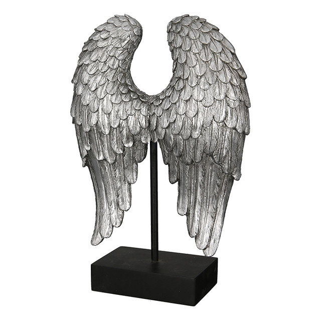 Sculptură, WINGS, polirasina, argintiu cu sclipici, 8X21X30 cm [3]
