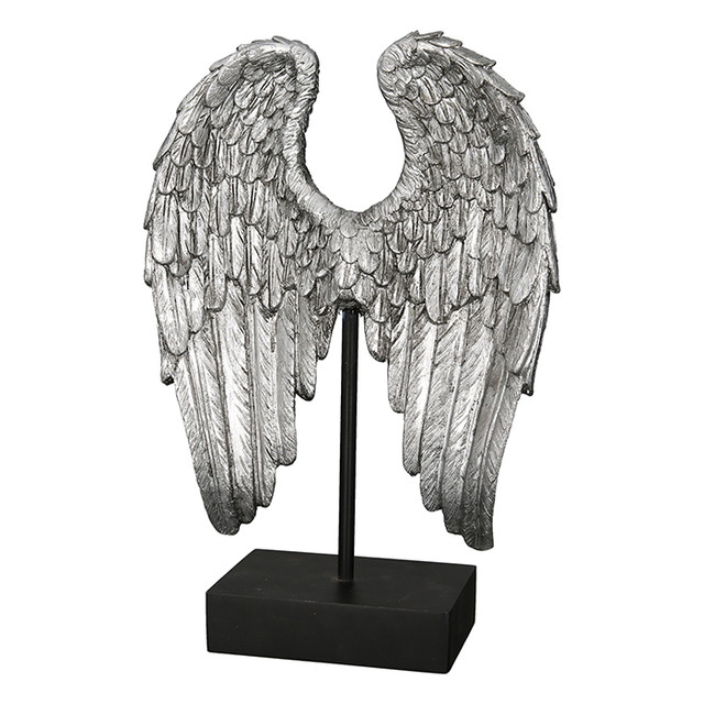 Sculptură, WINGS, polirasina, argintiu cu sclipici, 8X21X30 cm [6]