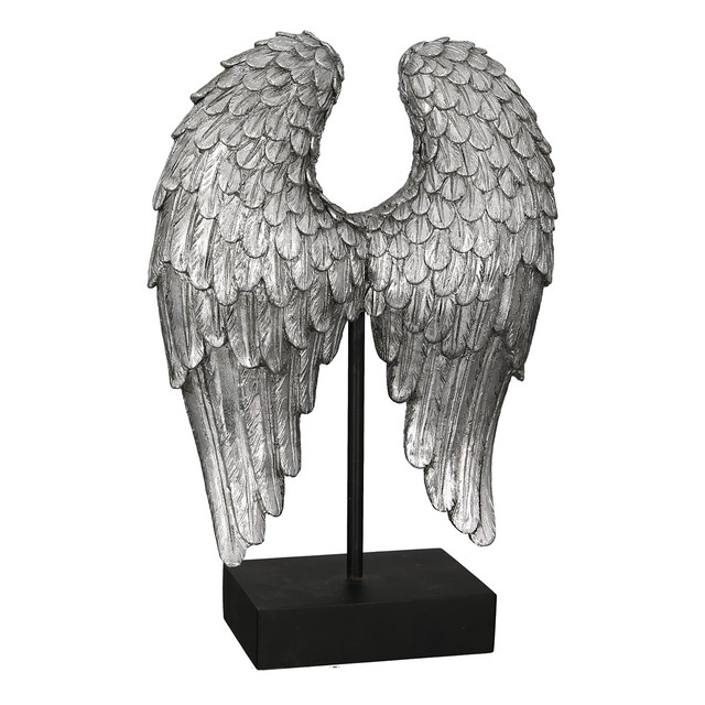 Sculptură, WINGS, polirasina, argintiu cu sclipici, 8X21X30 cm [2]