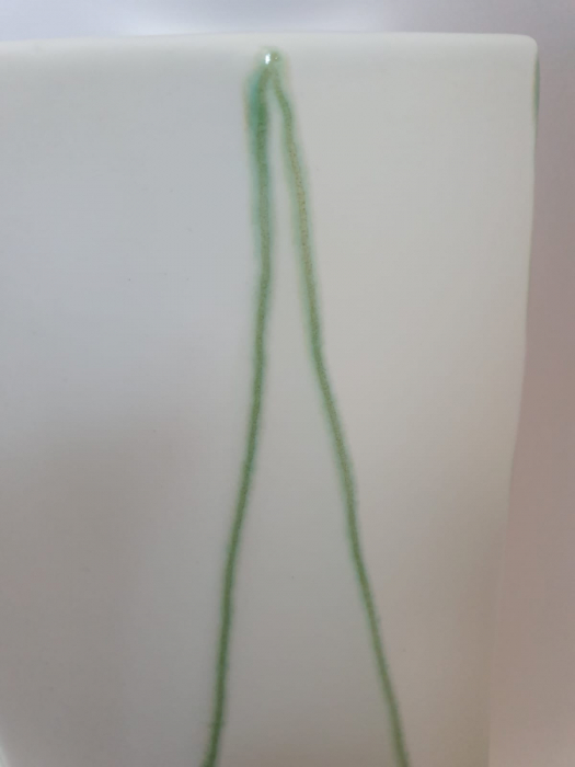 Set 1 lampa cu 1 vaza STRIPES, ceramica, alb/verde, 40/34 cm [4]