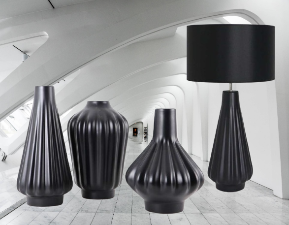 Set 1 Lampa cu 3 Vaze KNOPPER, ceramica, negru, 34/34/30/28 cm [2]