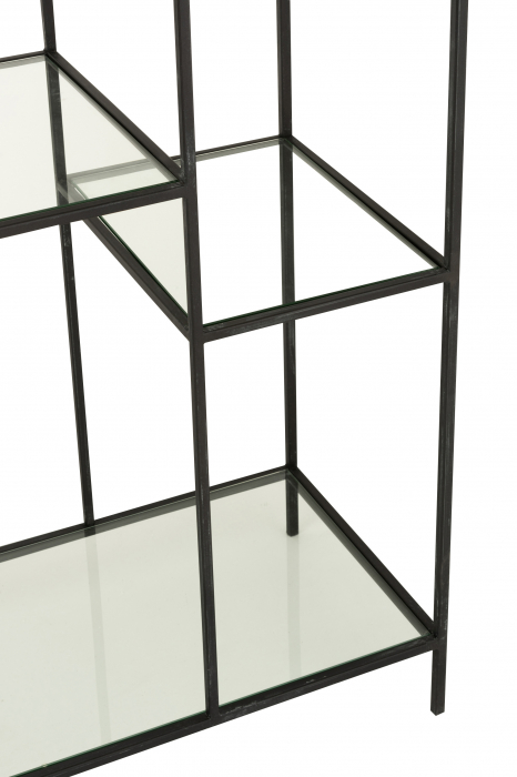 Set 2 biblioteci Circle, Sticla /Otel/Metal/Fier, Negru, 180.5x40x200.5 cm [6]