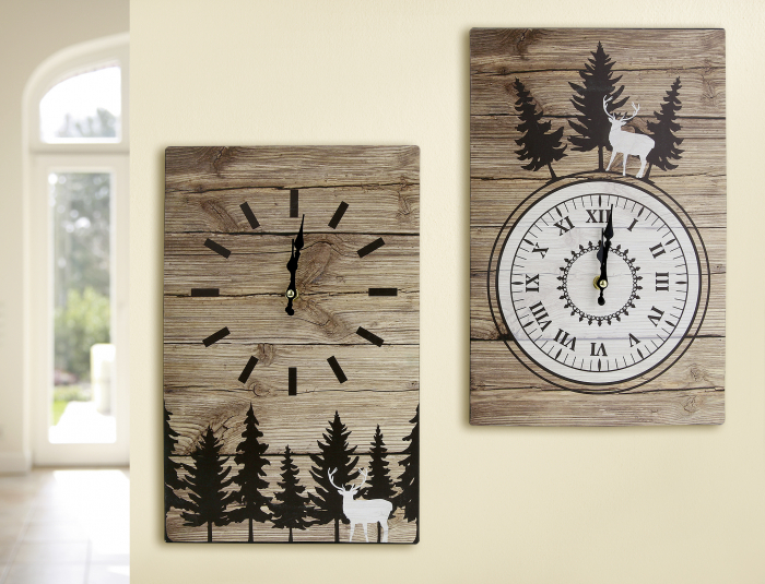 Set 2 ceasuri Deer, metal, maro, 25x38x3,5 cm [2]