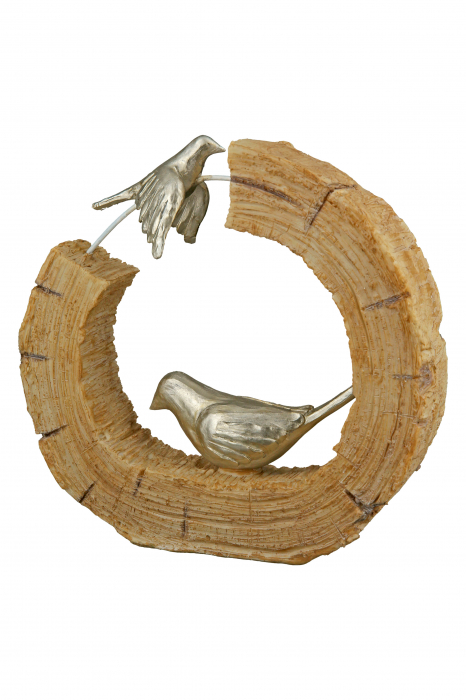 Set 2 decoratiuni Bird, Rasina, Maro/Argintiu, 19x18x5 cm [7]