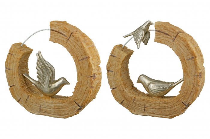 Set 2 decoratiuni Bird, Rasina, Maro/Argintiu, 19x18x5 cm [3]