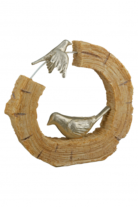 Set 2 decoratiuni Bird, Rasina, Maro/Argintiu, 19x18x5 cm [6]