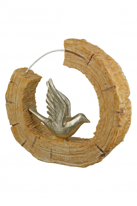 Set 2 decoratiuni Bird, Rasina, Maro/Argintiu, 19x18x5 cm [4]