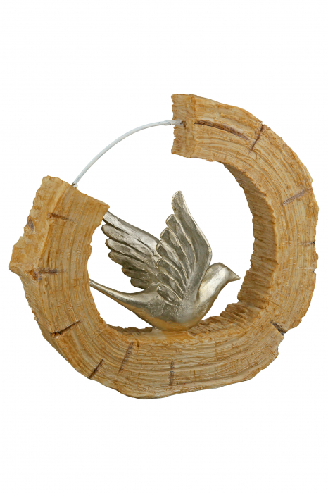 Set 2 decoratiuni Bird, Rasina, Maro/Argintiu, 19x18x5 cm [2]