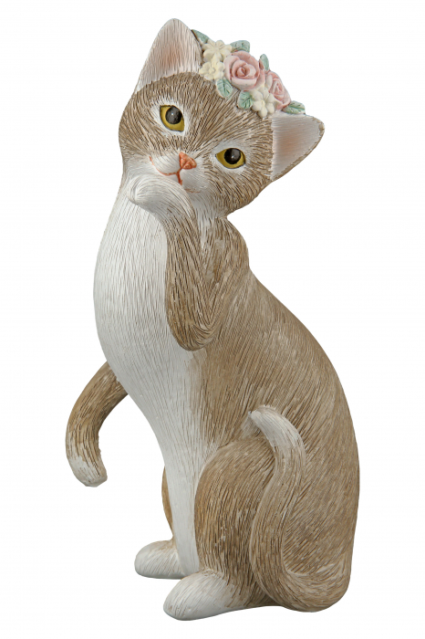 Set 2 decoratiuni Cat Nala, Rasina, Maro/Alb, 10x19x7 cm [2]