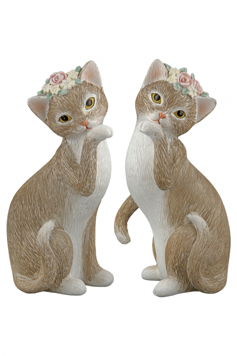 Set 2 decoratiuni Cat Nala, Rasina, Maro/Alb, 10x19x7 cm [9]