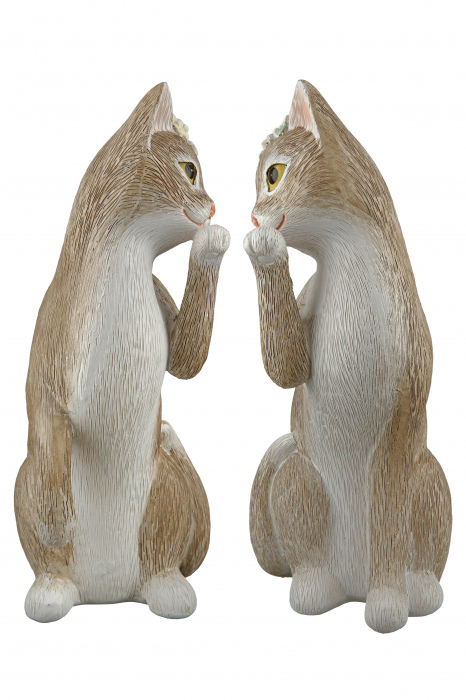 Set 2 decoratiuni Cat Nala, Rasina, Maro/Alb, 10x19x7 cm [5]