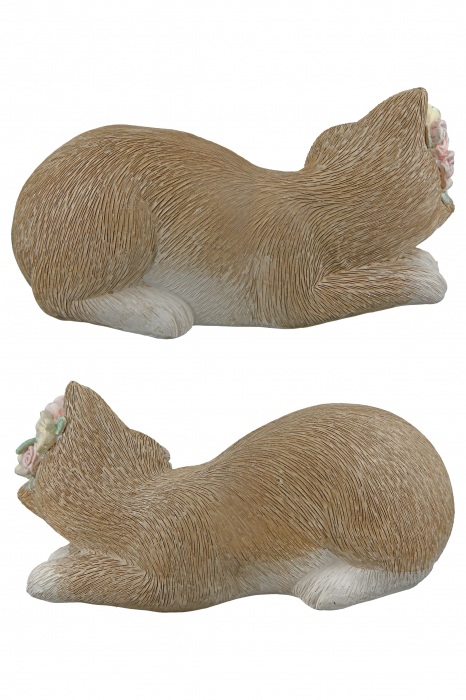 Set 2 decoratiuni Cat Nala, Rasina, Maro/Alb, 15x7x8 cm [2]