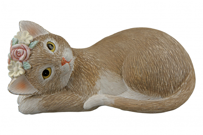 Set 2 decoratiuni Cat Nala, Rasina, Maro/Alb, 15x7x8 cm [4]