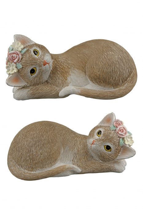 Set 2 decoratiuni Cat Nala, Rasina, Maro/Alb, 15x7x8 cm [6]