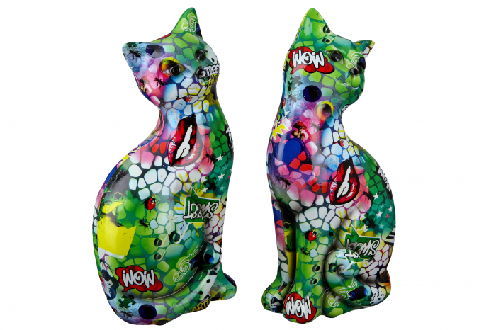 Set 2 decoratiuni Cat Street Art, Rasina, Multicolor, 15x27x9 cm [5]