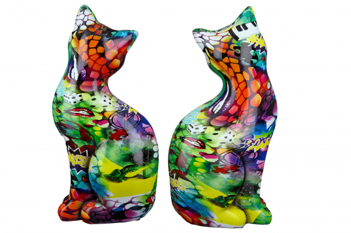 Set 2 decoratiuni Cat Street Art, Rasina, Multicolor, 15x27x9 cm [2]