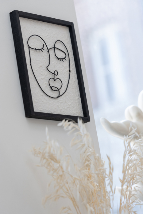 Set 2 decoratiuni de perete Faces, Lemn, Bej/Negru, 25x2.5x31 cm [4]